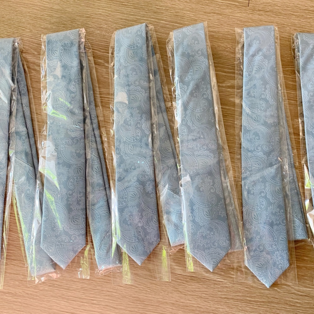 steel/slate blue paisley ties